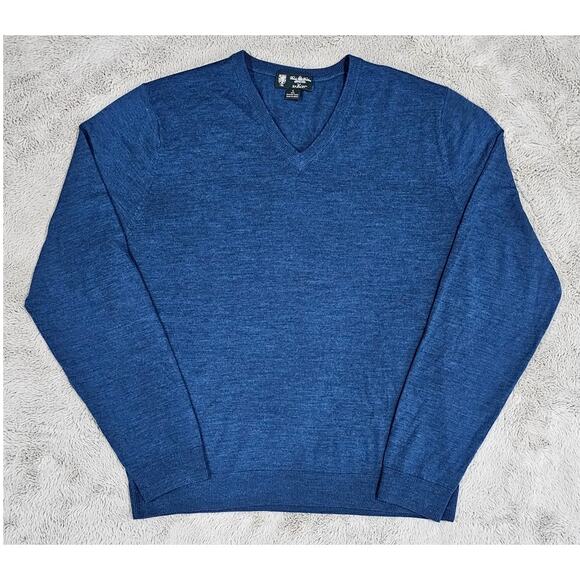 Brooks Brothers 100% SaxXon Wool Sweater, V Neck, Blue, Mens Sz L, New - Picture 5 of 7